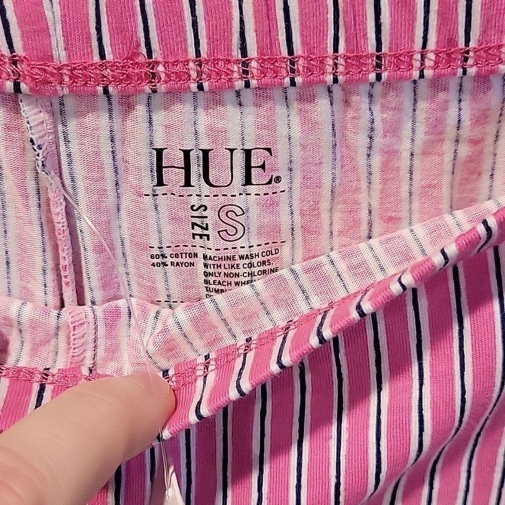 NEW! HUE Soft Knit Sleep Bottom Pajama Pants Phlox Pink Seaflower Border Small. - Picture 3 of 6